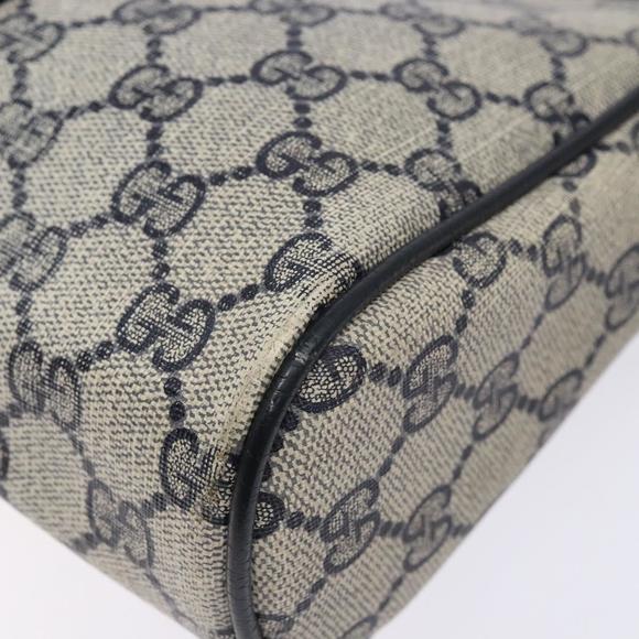 GUCCI GG Supreme Sherry Line Clutch Bag PVC Navy Gold 75 01 012 Auth gh543
